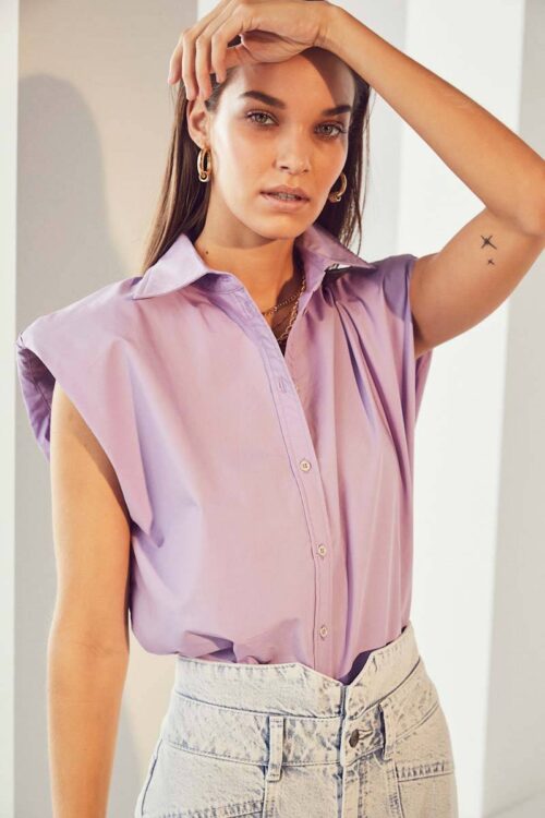Yates boxy shoulder shirt purple Co’Couture
