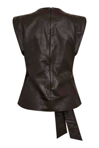Gitt pleat top dark brown Co’Couture