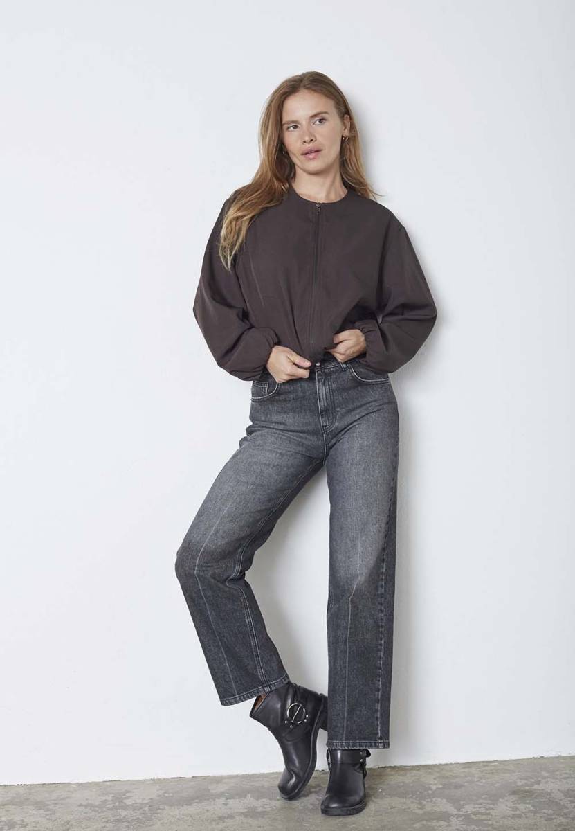 Luna balloon zip jacket dark brown Co'Couture - Afbeelding 3