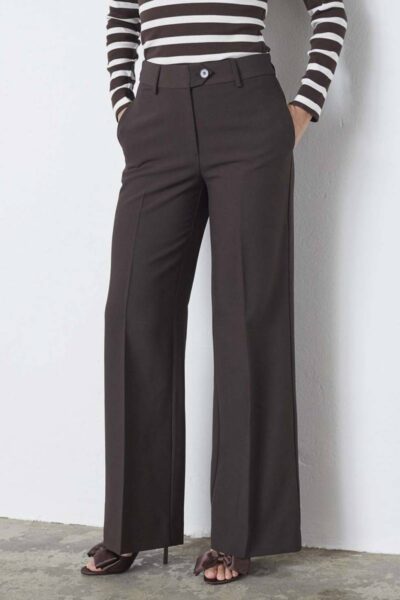 Vola long wide pant dark brown Co’Couture
