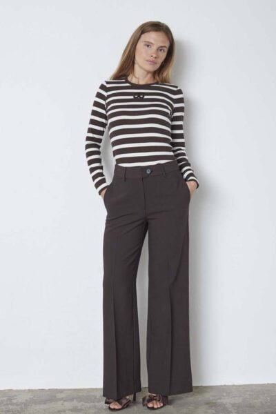 Vola long wide pant dark brown Co’Couture