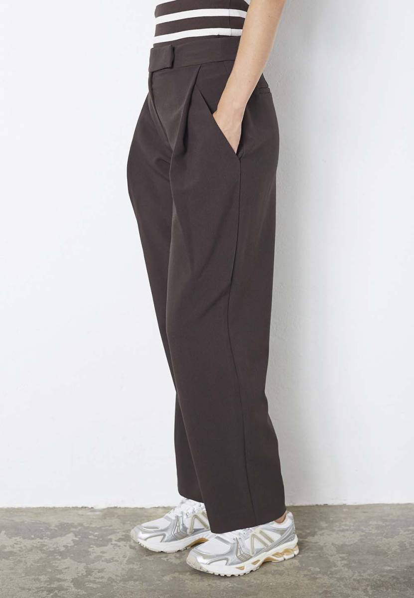 Vola carrot pleat LL pant dark brown Co'Couture - Afbeelding 2