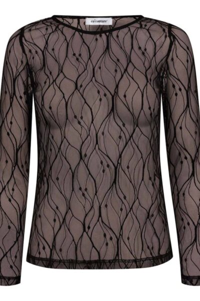 Mercy mesh o-blouse dark brown Co’Couture