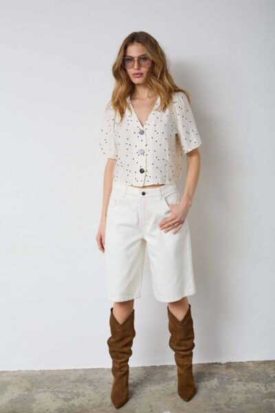 Diem dot SS v-shirt off white/black Co’Couture