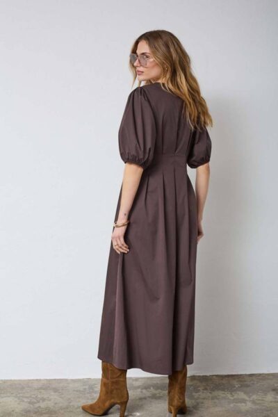 Poppy pleat dress dark brown Co’Couture