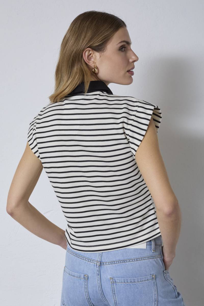 Norma stripe polo top black Co'Couture - Afbeelding 2