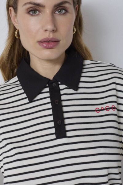 Norma stripe polo top black Co’Couture