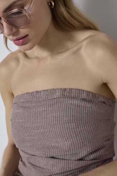 Jiho stripe tube top brown Co’Couture