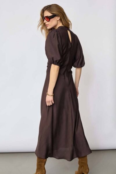 Hera ss puff dress dark brown Co’Couture
