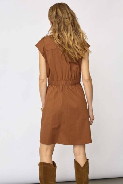Elara crop wrap ss dress suntan Co’Couture