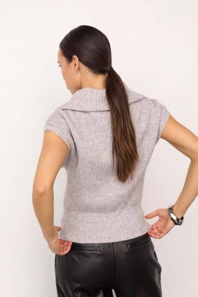 Row zip knit vest grey melange Co’Couture