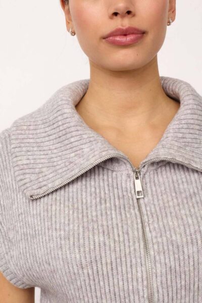 Row zip knit vest grey melange Co’Couture