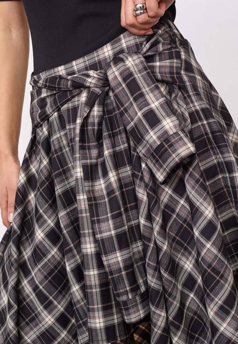 Dagny check tie skirt black Co'Couture - Afbeelding 4