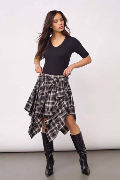 Dagny check tie skirt black Co’Couture