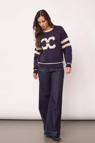 Row coco logo knit navy Co’Couture