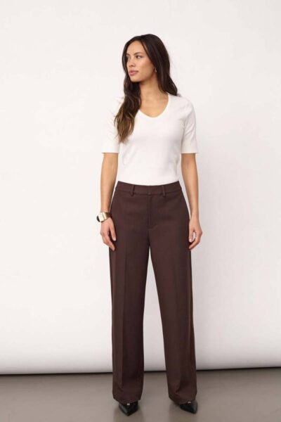 Luna wide pant L34 dark brown Co’Couture