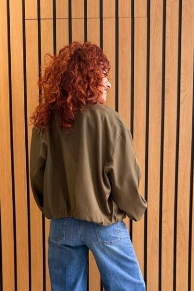Luna balloon zip jacket military olive Co’Couture