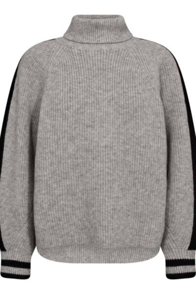 Row roll neck rib knit pale grey Co’Couture