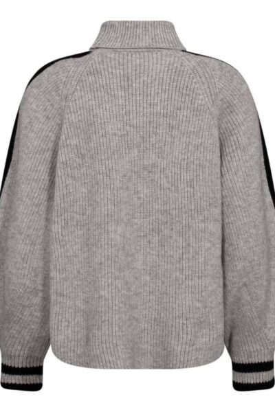 Row roll neck rib knit pale grey Co’Couture