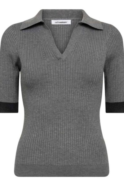 Bonny polo ss knit mid grey Co’Couture