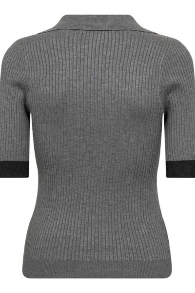 Bonny polo ss knit mid grey Co’Couture