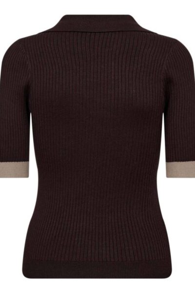 Bonny polo ss knit mocca Co’Couture