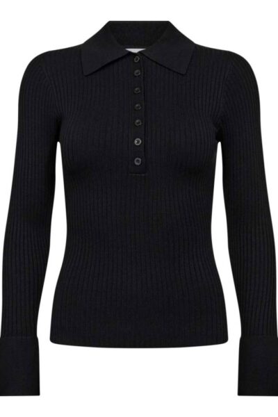 Bonny polo ls knit black Co’Couture