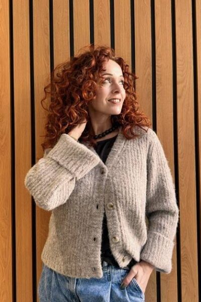 Charlie v-cardigan walnut Co’Couture