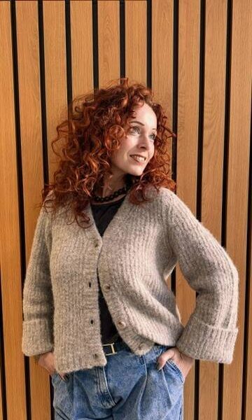 Charlie v-cardigan walnut Co’Couture