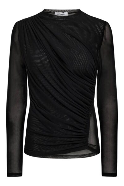 Drapey mesh tee blouse black Co’Couture