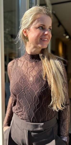 Mercy mesh turtleneck dark brown Co’Couture