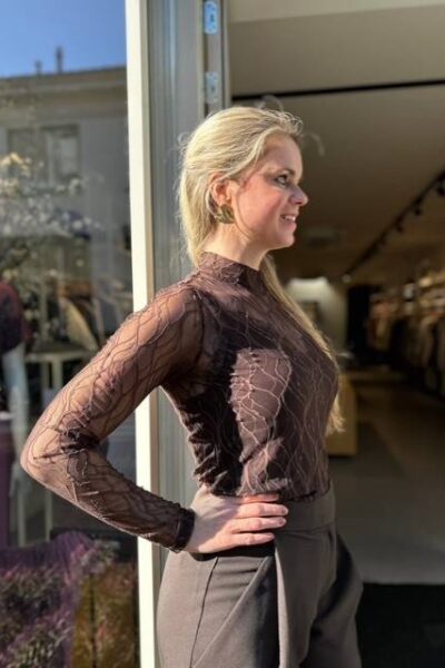 Mercy mesh turtleneck dark brown Co’Couture
