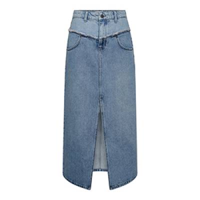 Denim block slit skirt blue Co’Couture