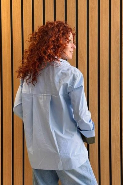 Donna fold cuff shirt pale blue Co’Couture