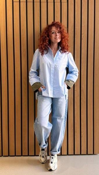 Donna fold cuff shirt pale blue Co’Couture