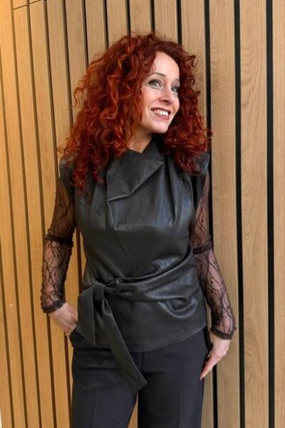 Gitt pleat top dark brown Co’Couture