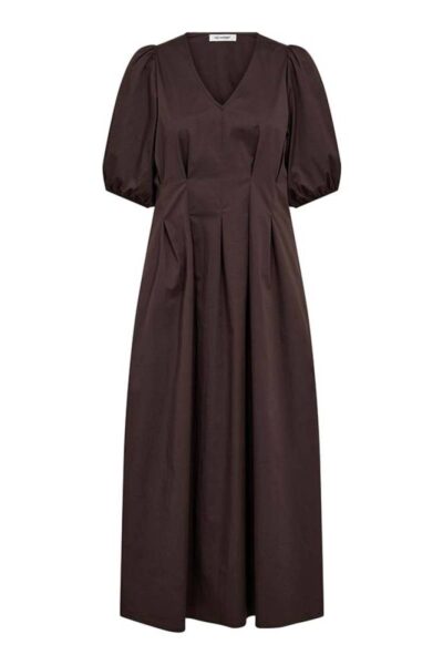 Poppy pleat dress dark brown Co’Couture