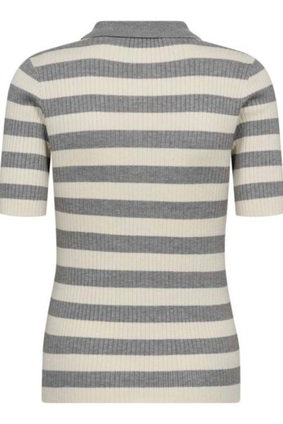 Bonny stripe ss polo knit light grey Co’Couture
