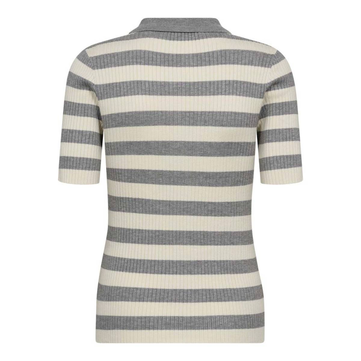 Bonny stripe ss polo knit light grey Co'Couture - Afbeelding 2