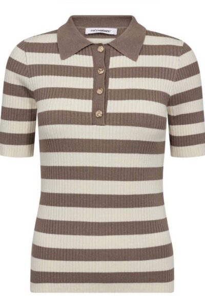 Bonny stripe ss polo knit walnut Co’Couture