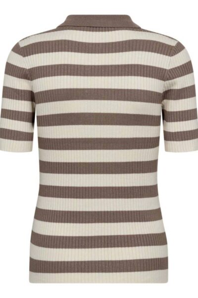 Bonny stripe ss polo knit walnut Co’Couture