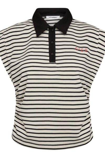 Norma stripe polo top black Co’Couture