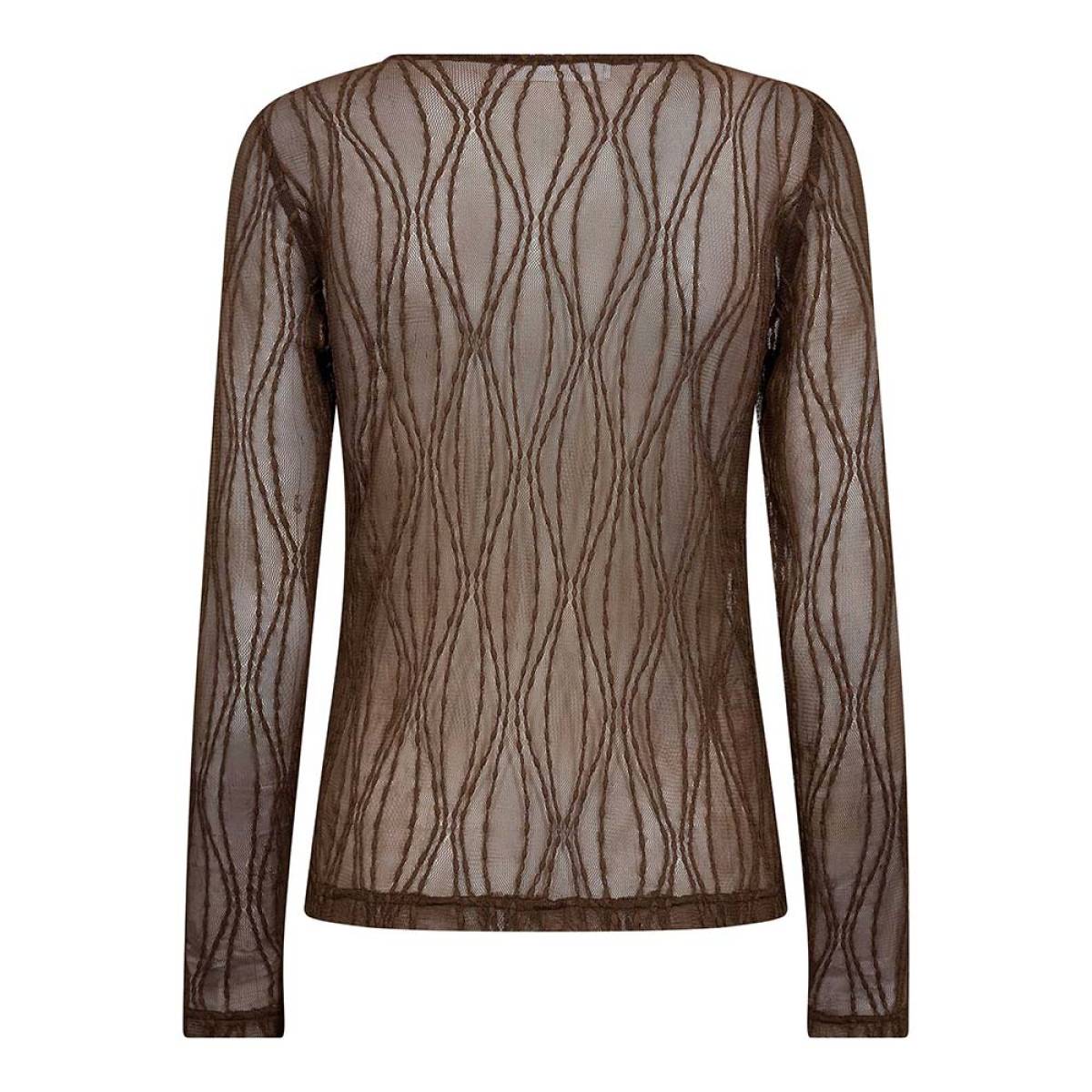 Marcy mesh o-blouse mocca Co'Couture - Afbeelding 2