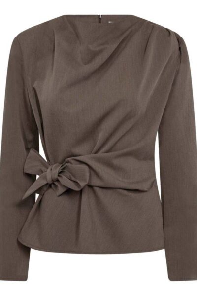 Tenga pleat blouse walnut Co’Couture