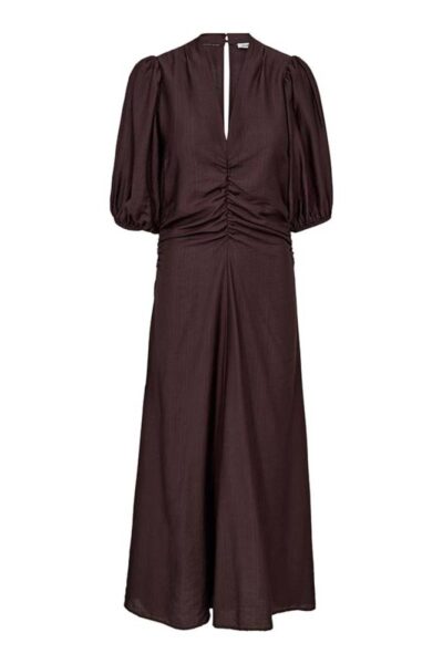 Hera ss puff dress dark brown Co’Couture