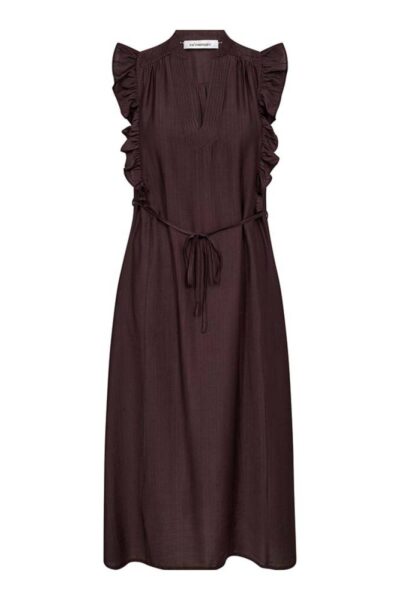 Hera frill ss v-dress dark brown Co’Couture