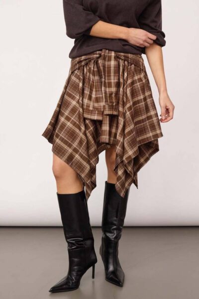Dagny check tie skirt brown Co’Couture