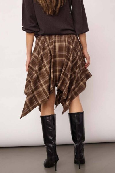 Dagny check tie skirt brown Co’Couture