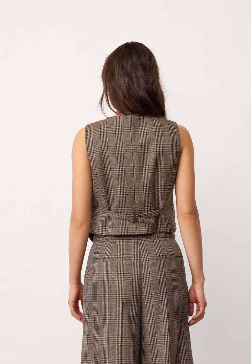 Veya check wrap vest brown Co'Couture - Afbeelding 2