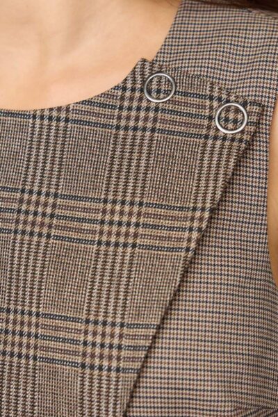 Veya check wrap vest brown Co’Couture